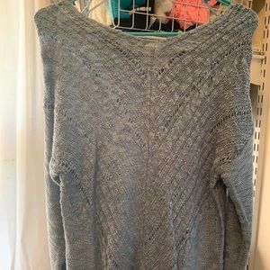 Blue crochet detailed sweater